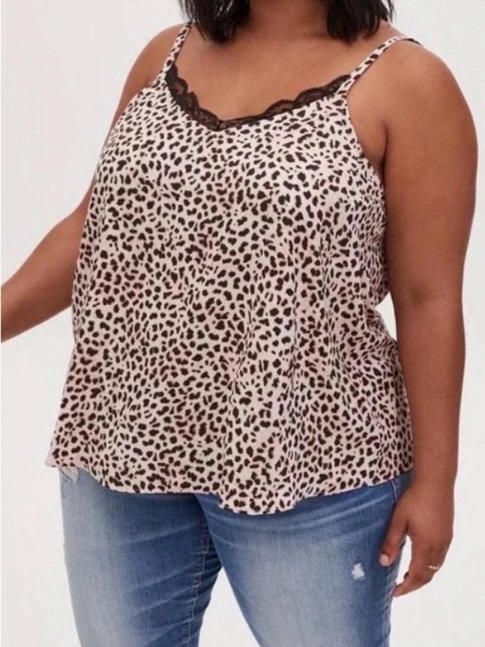 torrid Leopard Print Lace-Trim Cami Tank - Blush and Black